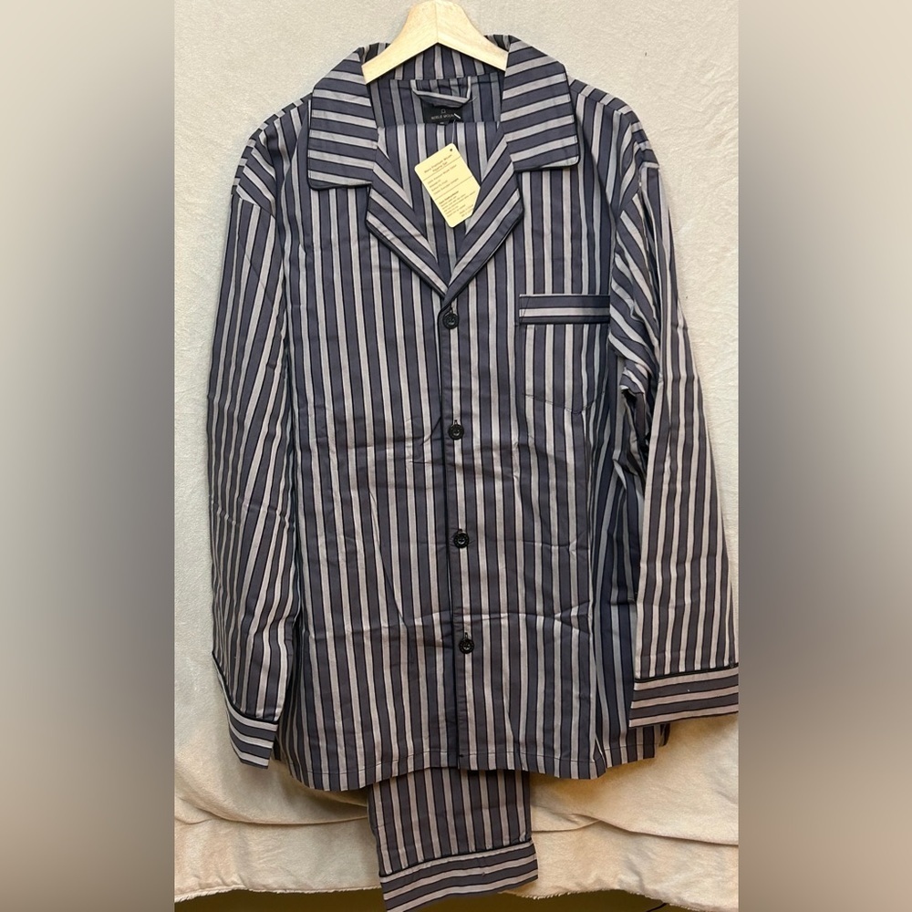Men’s Noble Mount NWT 100% Cotton Striped Button-Up Pajama Set - XL
